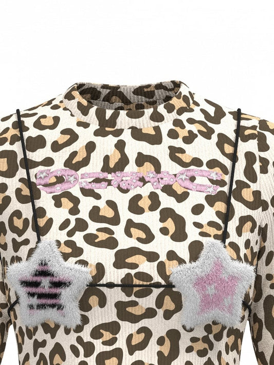 Gyaru Pink Glamouröses sternförmiges Plüsch-Unterhemd