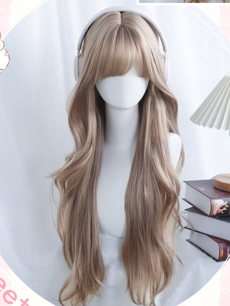 60-65cm Wavy Air Wig Light Bangs Brown Long With