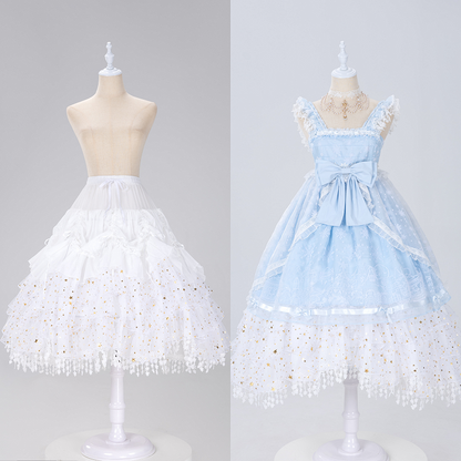 Length Fish-bone Glittering Stars Gorgeous White/Beige/Black Adjustable Petticoat