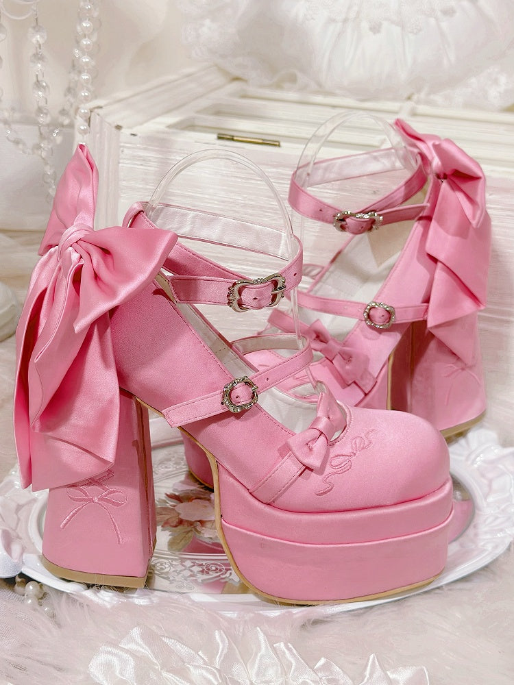 Classic Heels Mary Lolita High Bowknot Pink Platform Elegant Janes