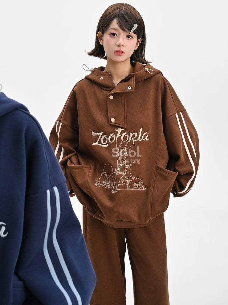 Zootopia Judy and Nick Graphic Brown Hoodie