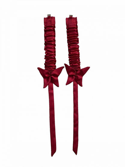 Satin White Butterfly Black Clips Dress Red /