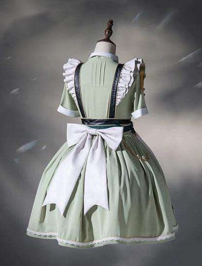 Flutter Military and Set Short Apron Green Dress Full Maid Light Lolita Sleeves