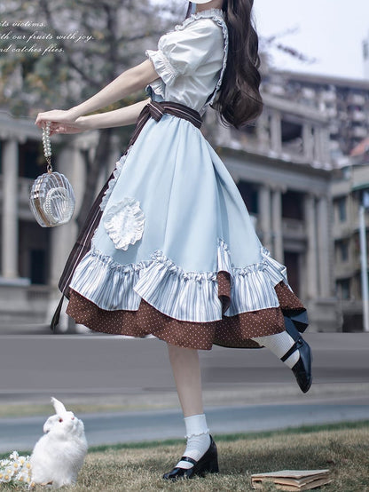 Bluse mit Puffärmeln und weißen Faltendetails, Rüschen am Ausschnitt