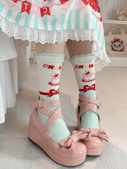 Cake Print Sweet Lolita Calf Socks