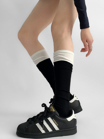 Knitted BlackBeige Calf Socks