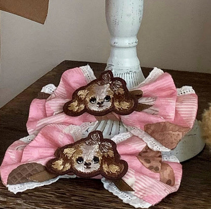 Barrette à cheveux nœud vert / rose / jaune