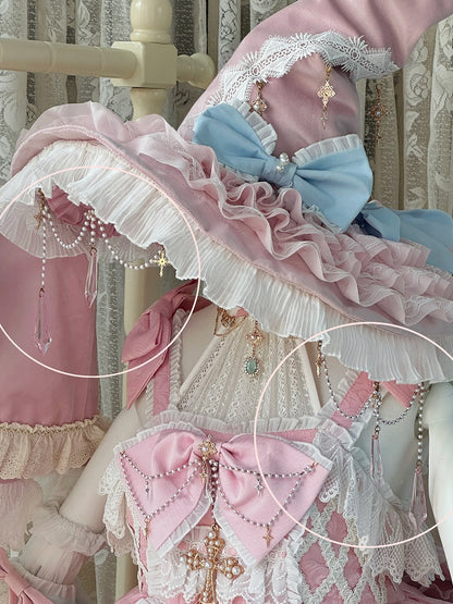 Accessoire de chaîne de perles en cristal artificiel rose