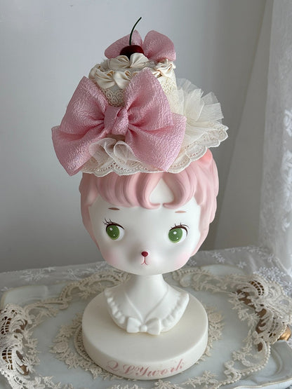 Kirschverzierte Schleifen Mini Pink Lolita Hut Kuchen