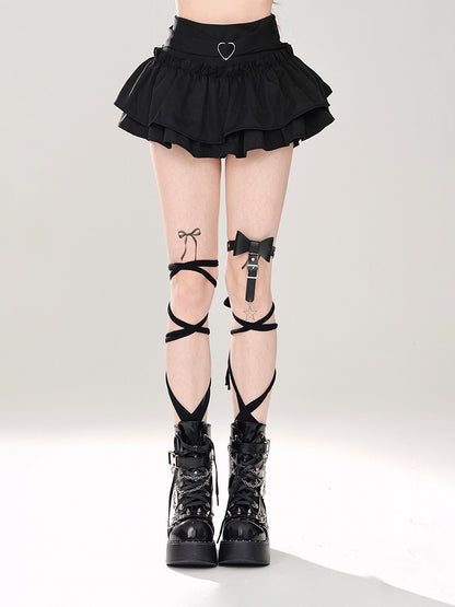 Tiered Mini Skirt Black A-Line Glamorous