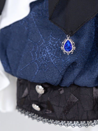 Coat Dark Gothic Pieces Ouji Set Prince Three Lolita Blue White +