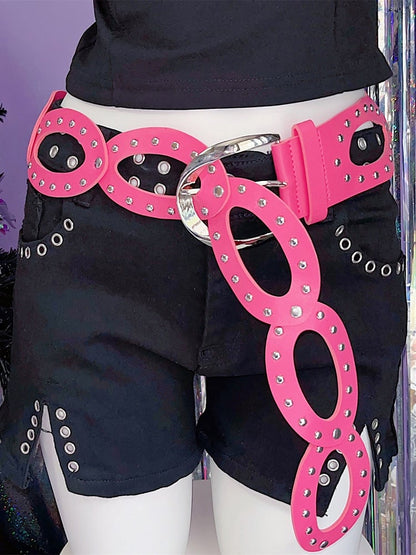 Wrist Decorated Belts Studs Pink/White/Black