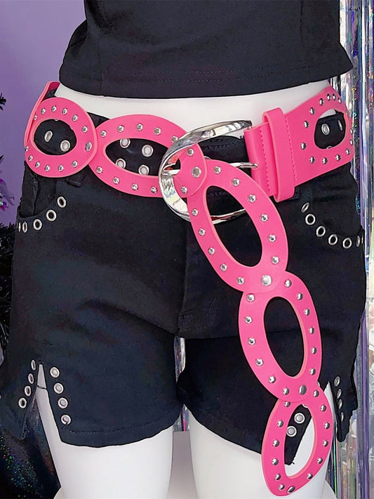 Wrist Decorated Belts Studs Pink/White/Black