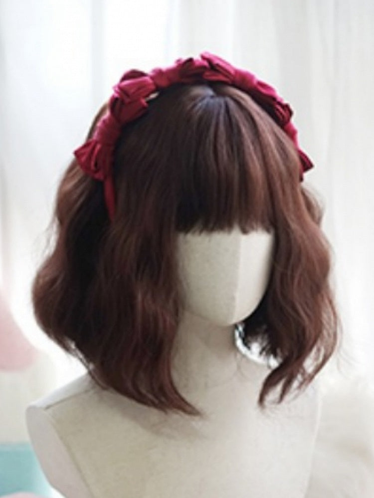 Dark Brown Shoulder Length Wavy Wig With Full Bangs