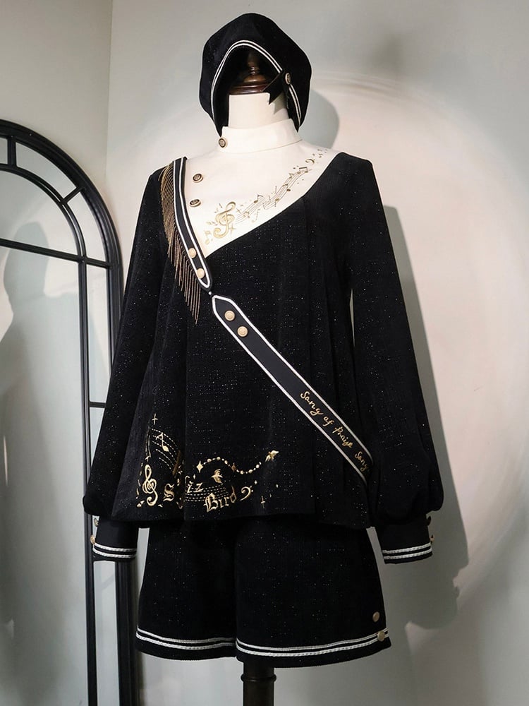 Black Ouji Preppy Style Glittering Waffle Hat