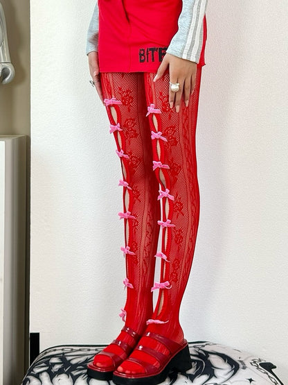 Design Y2K Options Tights Color Cut-out Bowknot 4 Details