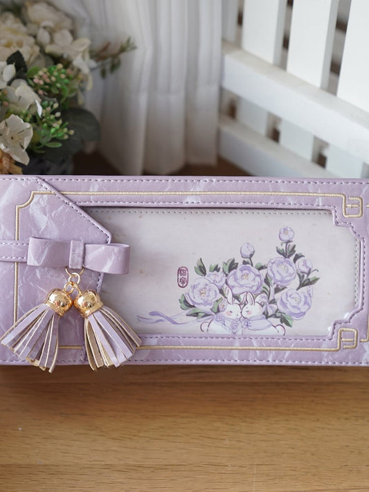 Cheongsam Accent Purple PU Bag Bow Floral Fringe Ita With Style Pattern