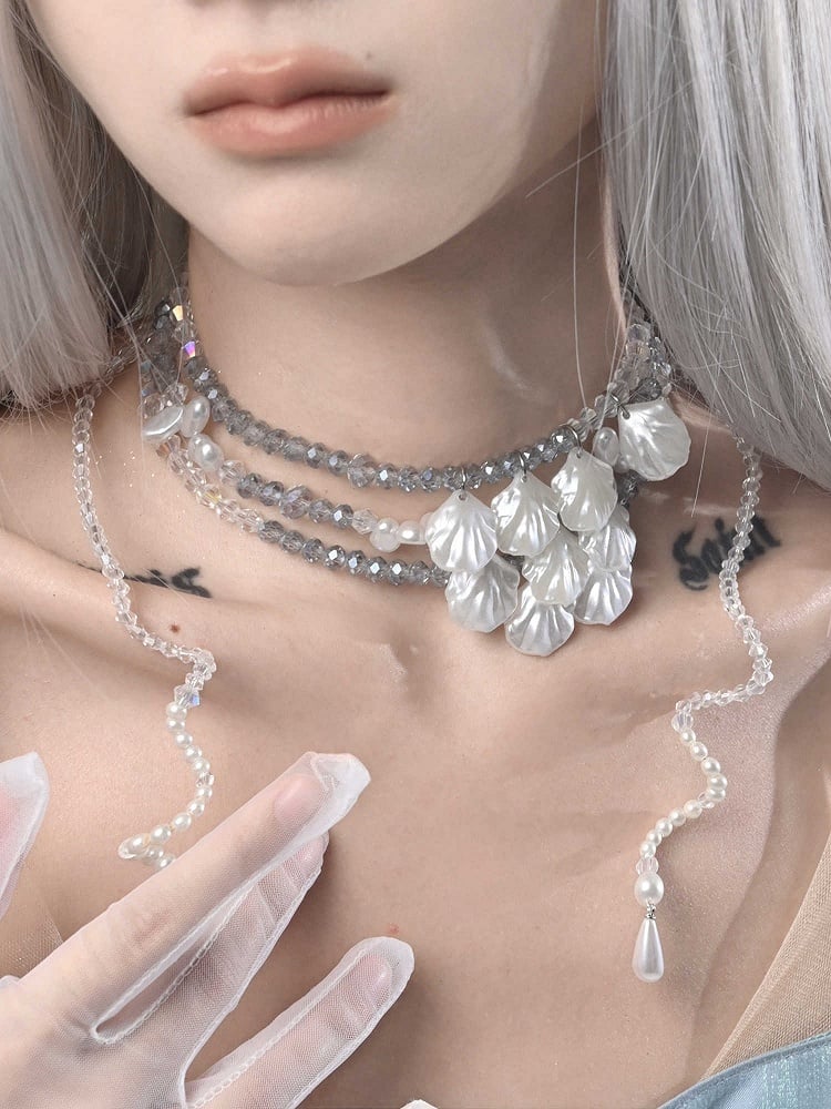 Layered Pendants Shell Fairy Beaded Necklace Sea Kei