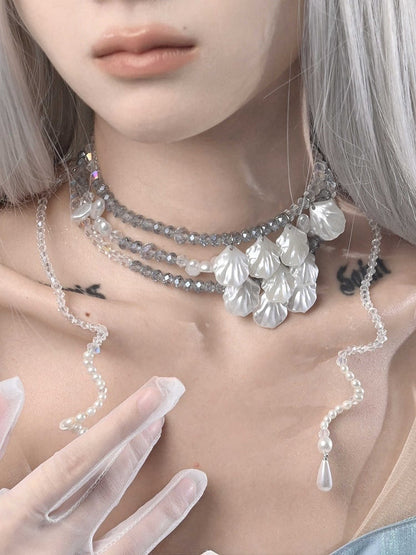 Layered Pendants Shell Fairy Beaded Necklace Sea Kei