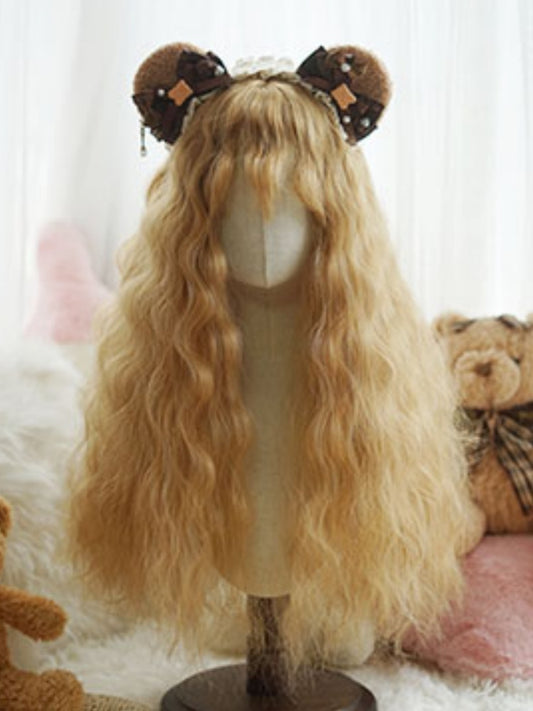 Blonde Long Curly Wig With Bangs