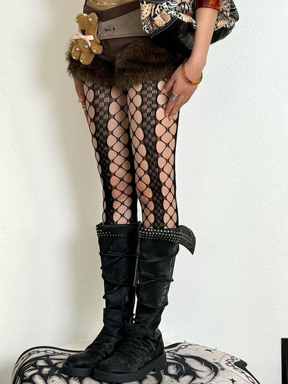 Y2K Tights Cut-out Design Black