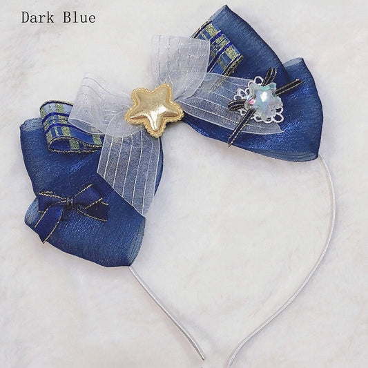 Lolita KC Idol Bowknot Blau Verzierter Stern Dunkel/Hell