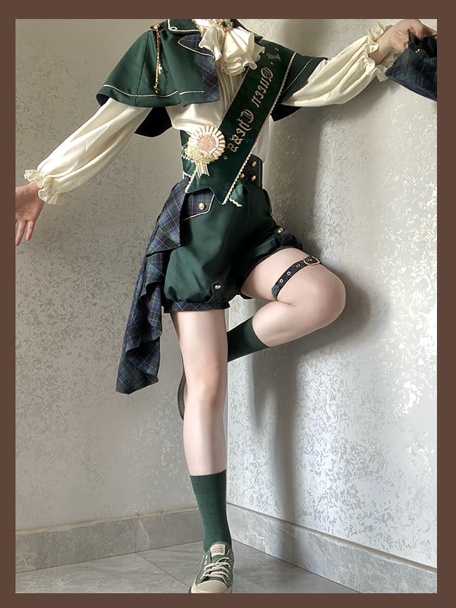 Slytherin Green Ouji Lolita Set Cape + High Waist Shorts