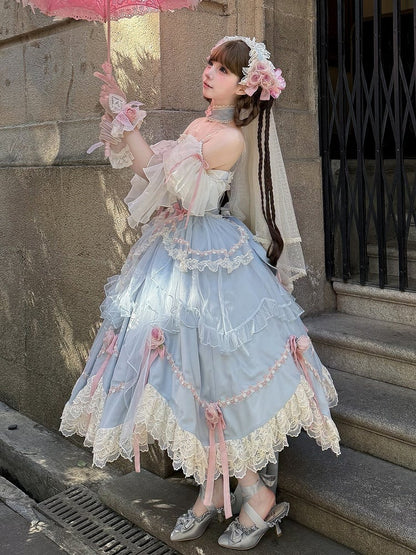Bandeau à fleurs beige/vert avec voile