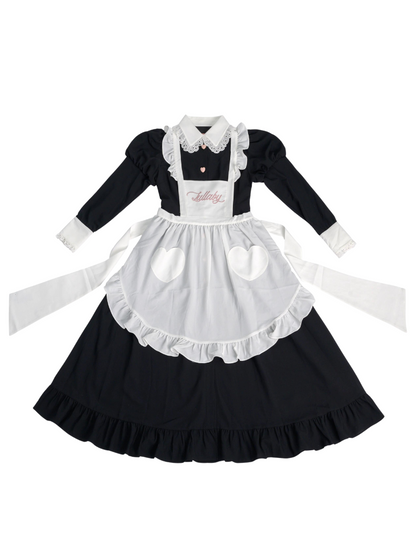 Long Volume Reservation Maid Aplon Frill Dress