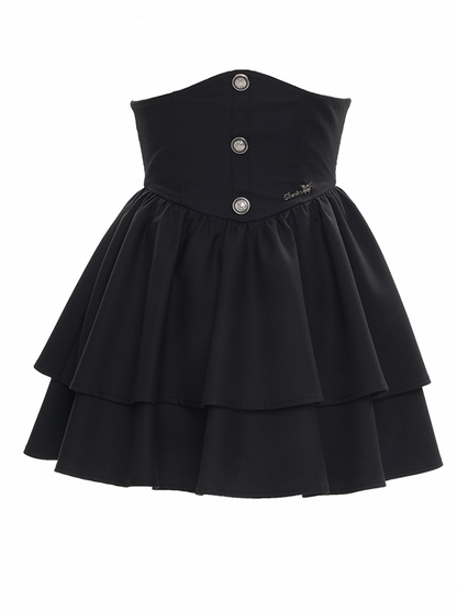 High Suspender Overalls Waist Straps Detachable Black Skirt
