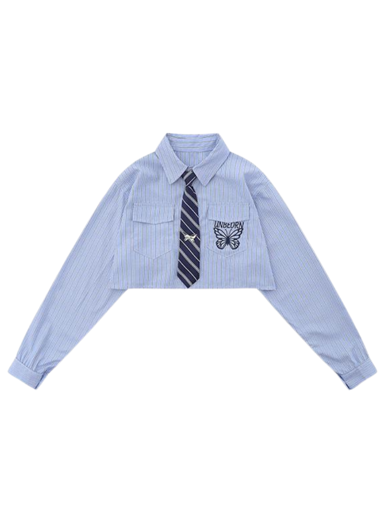 Butterfly Retro American Pocket Short Shirt