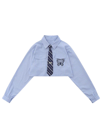 Butterfly Retro American Pocket Short Shirt