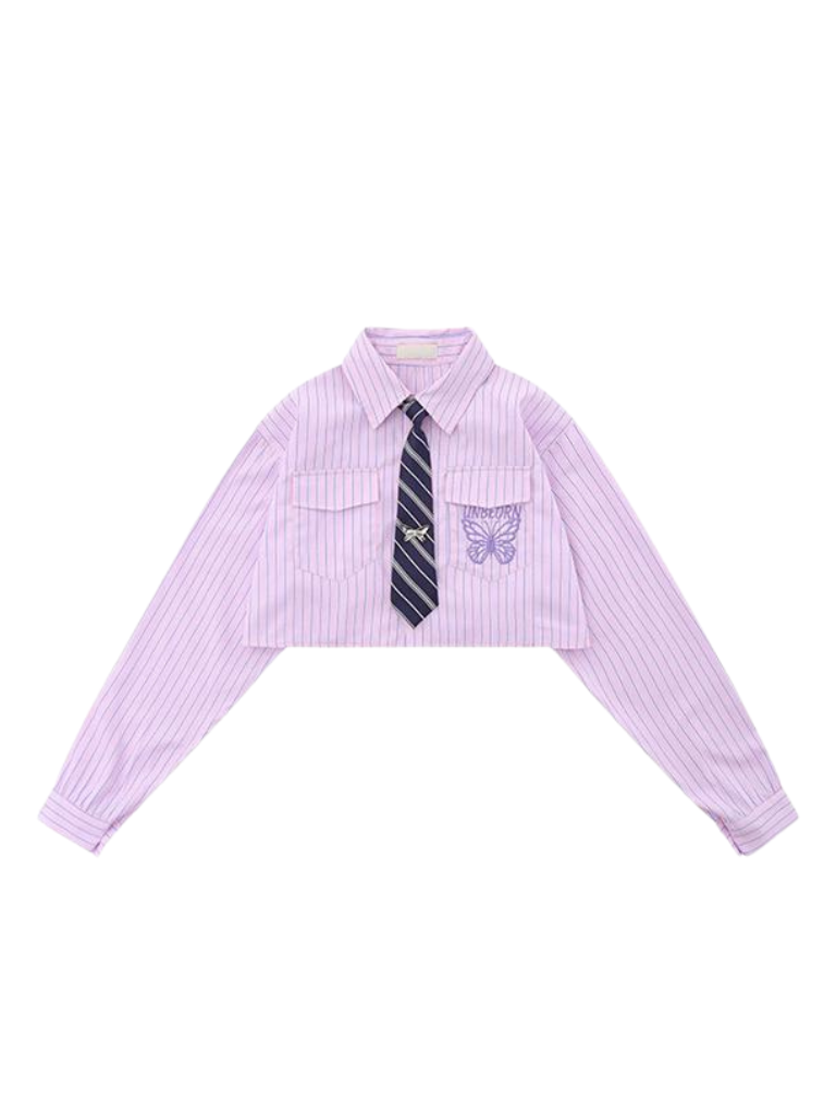 Butterfly Retro American Pocket Short Shirt