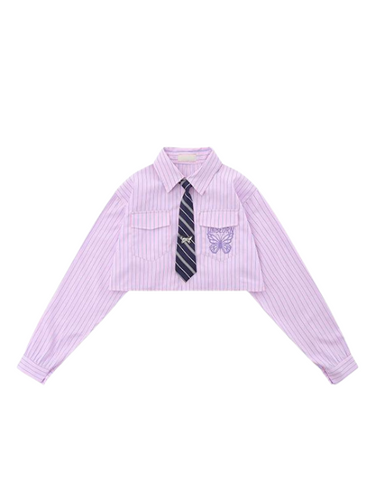 Butterfly Retro American Pocket Short Shirt