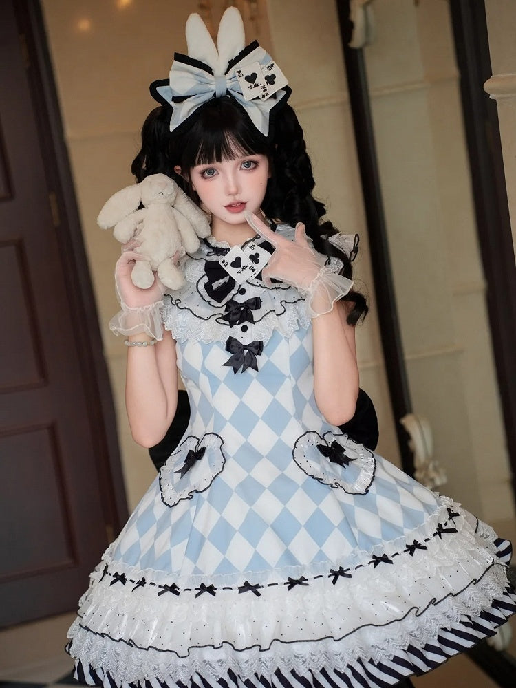 Alice im Wunderland Vibes Hasenohren KC Blue Diamond Big Bow