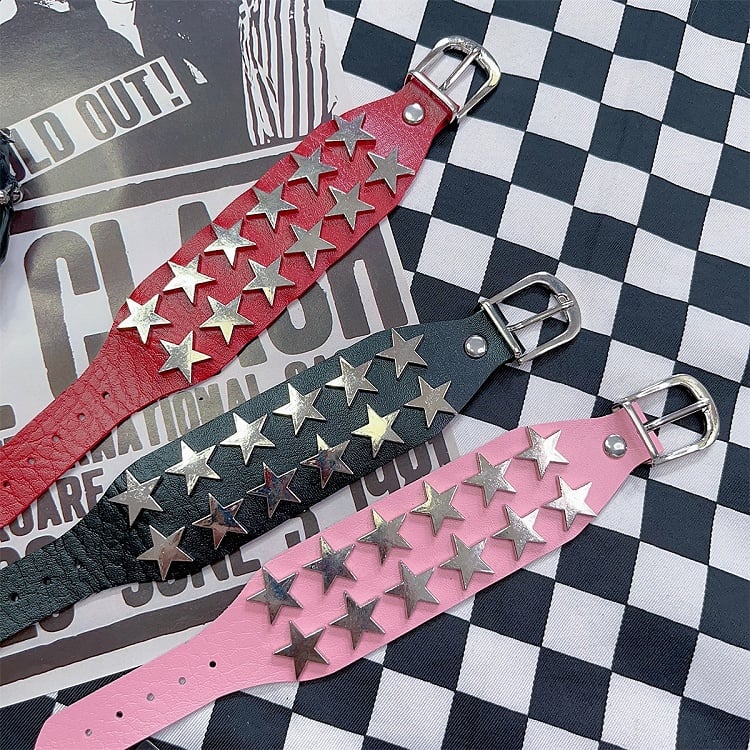 Details Rock Star Black/Red/Pink Bracelet Punk