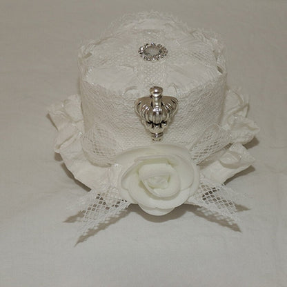 Trim Crown Hat White Decorated Design Lace Bowknot Floral Mini Detail