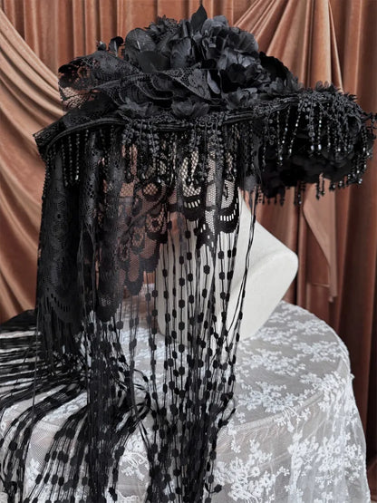 Magnifique chapeau gothique lolita noir foncé