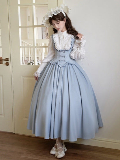 Classic Jumper Ruffle Bust Lolita Dress Under Trimming Skirt Edge Scalloped Elegant Blue