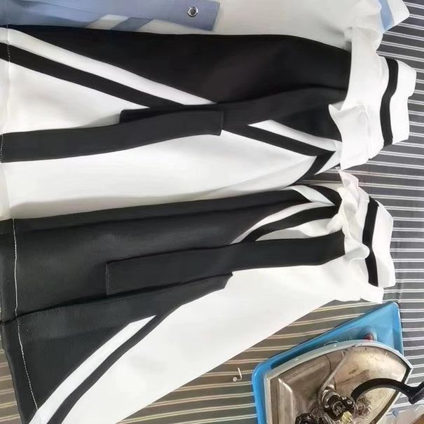 Sailor Zip WhiteBlack Collar Jacket Jirai Sweatshrit Closure Kei