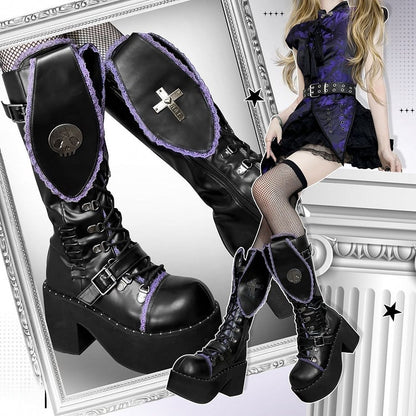Bad Bunny Lace Trim Bunny Ears Platform Boots