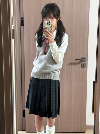 Länge 42CM/45CM/55CM/65CM Plaid Uniform Plissee Rock JK Grün Muster