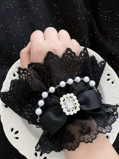 Wrist Decorated Color Cuffs Charm Options Rhinestone Bowknot Beaded Lace 5