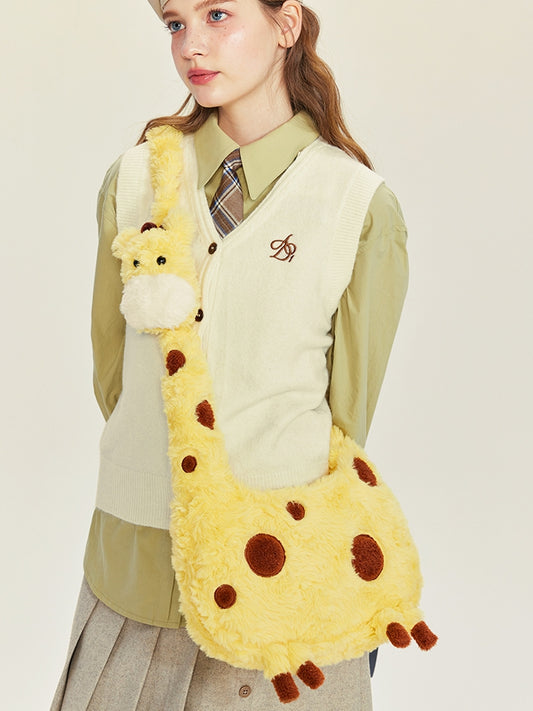Crossbody Bag Plush Yellow Giraffe