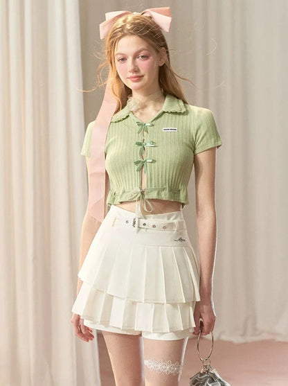 Hot Girl Satin Bow Sweet Short Top