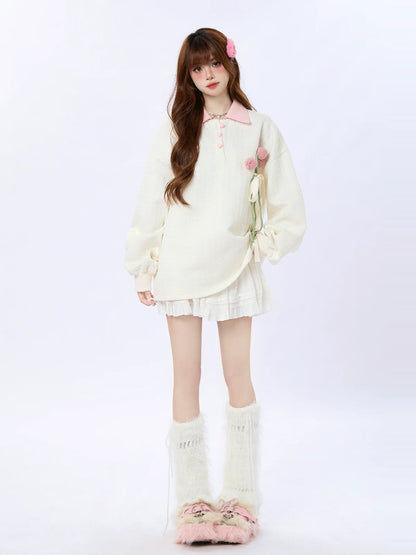 Tulip Collar Sweatshirt Polo Knit