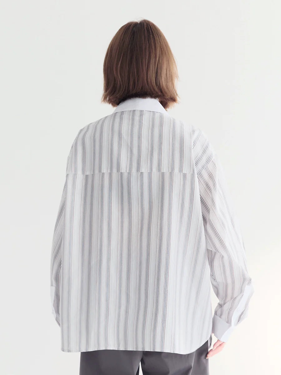 Shirt Striped Loose Sheer