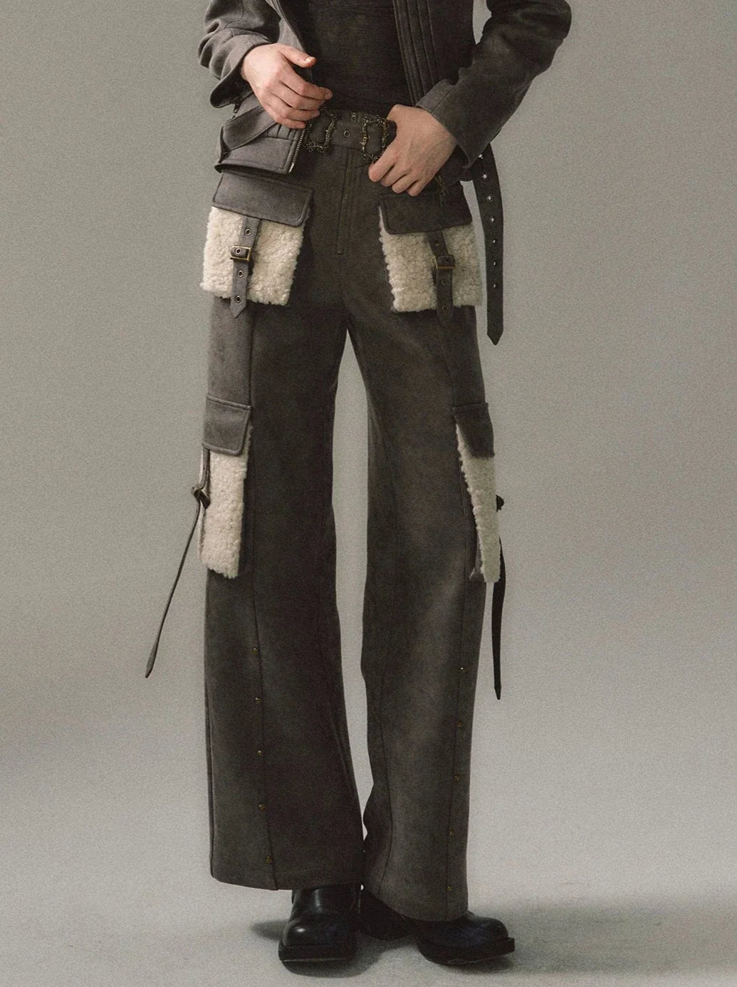 High Pocket Straight Slim Cargo Street Loose Large Pants