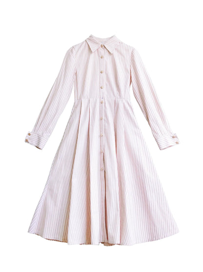 Shirt Dress Color + Tie Pleated Navy Suit Striped Badge Retro Magic Dress Academy