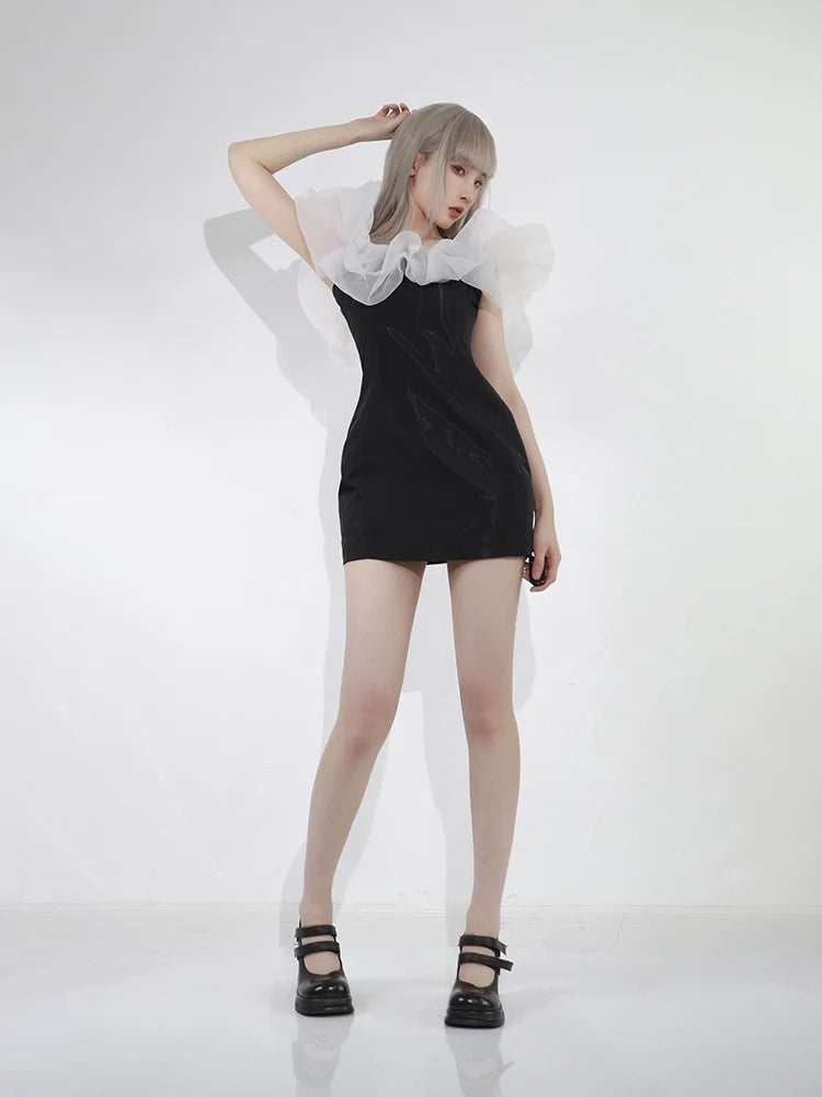 Voluminous Tulle Dress Tight Flared